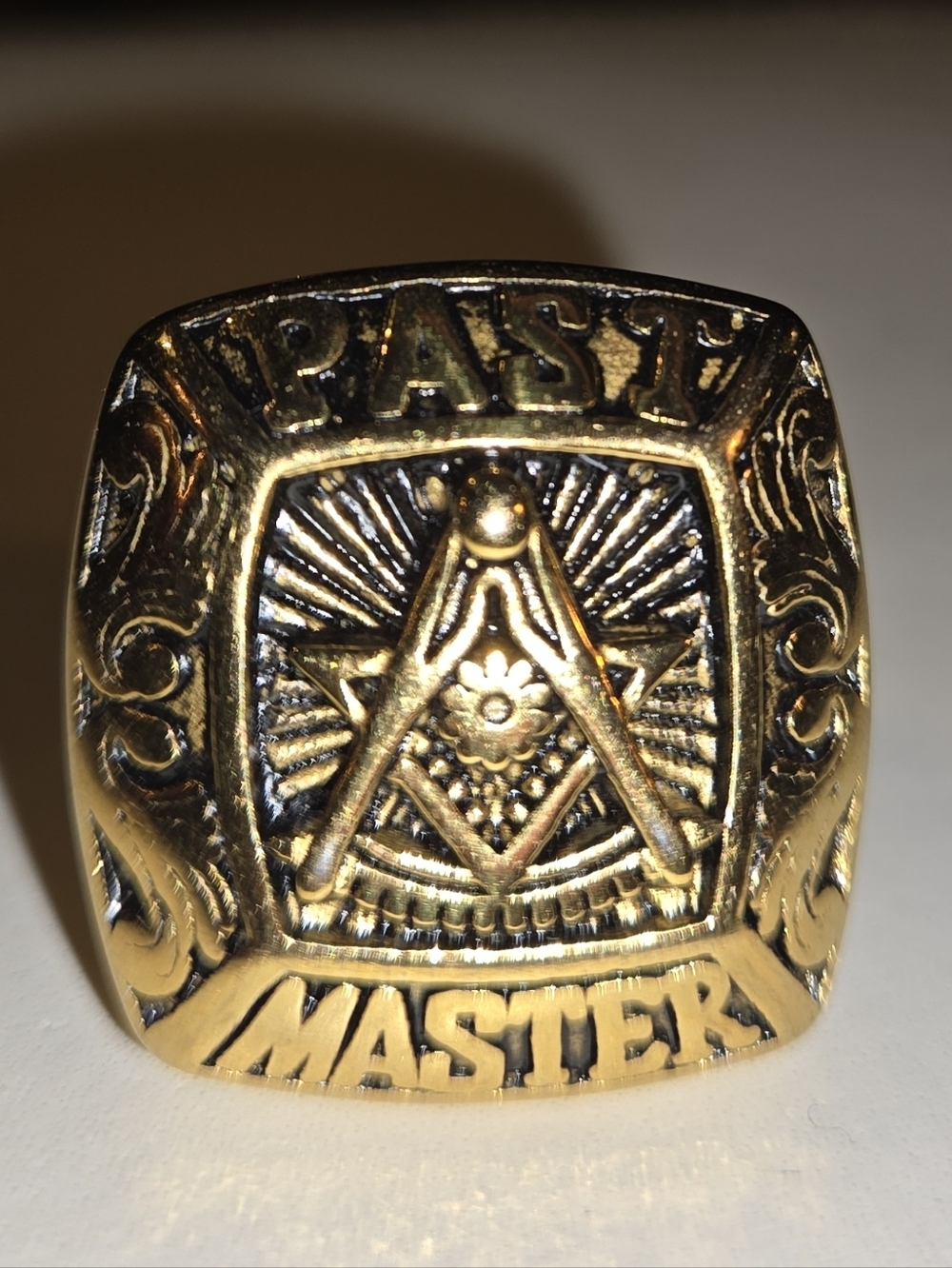 Gold Past Master Masonic Ring – Men's Gold-tone Statement Ring